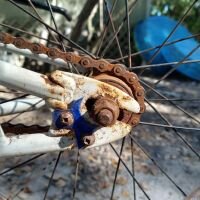 Verroeste fietsderailleur voor de behandeling